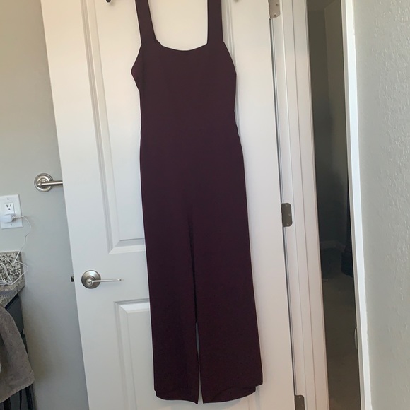 Madewell Pants - Sleeveless Wide-Leg Jumpsuit in Deep Burgundy